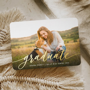 Invitation En Aluminium Foil Script Photo Graduation Announcement