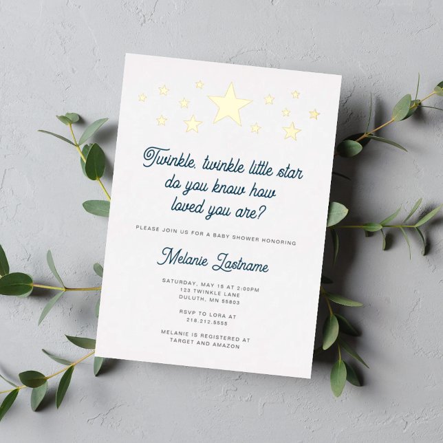 Invitation En Aluminium Foil Twinkle Twinkle Little Star Baby shower (Créateur téléchargé)