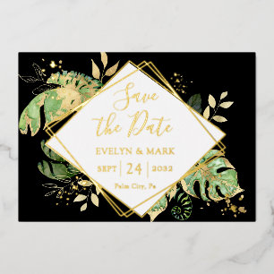 Invitation En Aluminium Foliage Tropical Doré Faire Savoir