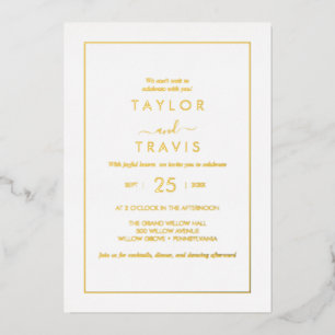 Invitation En Aluminium Fond Or moderne   Mariage tout-en-un