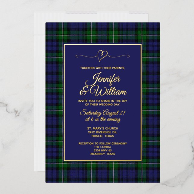 Invitation En Aluminium Forbes Clan Tartan Plaid Weddi (Enveloppe)