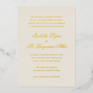 Invitation En Aluminium Formal Élégant traditionnel Mariage d'ivoire d'or