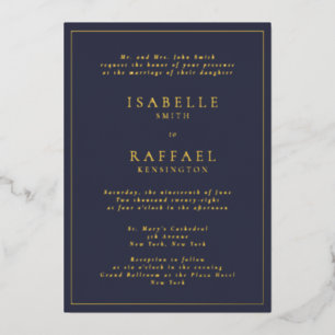 Invitation En Aluminium Formel Elegant Marine Bleu Plusieurs emplacements