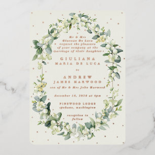 Invitation En Aluminium Formelle Elégante Crème Snowberry+Eucalyptus Maria