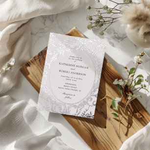Invitation En Aluminium Français Vintage Élégant Mariage Floral