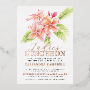 Invitation En Aluminium Frangipani floral dames déjeuner anniversaire