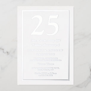 Invitation En Aluminium Frontière Argent 25e anniversaire Mariage Argent