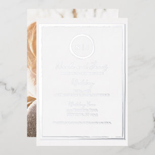 Invitation En Aluminium Frontière tendance Silver moderne Glam Mariage Pho