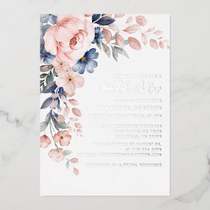 Invitation En Aluminium Fuchsia Botanique Mariage Fête Argent