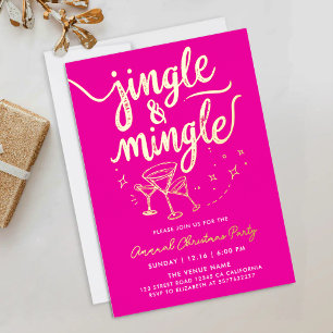 Invitation En Aluminium Fun branché Fuchsia Christmas Party Cocktail Scrip
