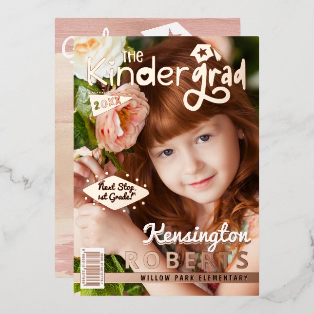 Invitation En Aluminium Fun Kindergarten Photo Magazine Couverture Grad Pa (Recto/Verso)
