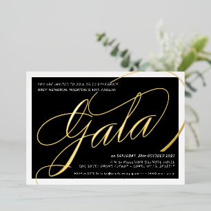 Invitation En Aluminium GALÀ DE LEVÉE DE FONDS calligraphie élégante noir 