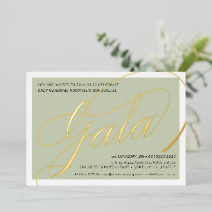 Invitation En Aluminium GALA FUNDRAISING élégant calligraphie vert sauge