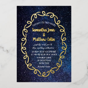 Invitation En Aluminium Galaxie céleste Cosmos Sky Gold Foil Mariage