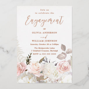 Invitation En Aluminium Garden Blush Floral Rose Gold Engagement Party