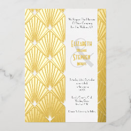 Invitation En Aluminium Gatsby Élégant Art Déco Années 1920 Or Mariage Foi