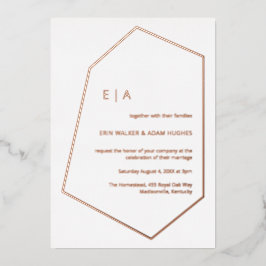 Invitation En Aluminium Gem Mariage simple Géométrique Real Rose Gold