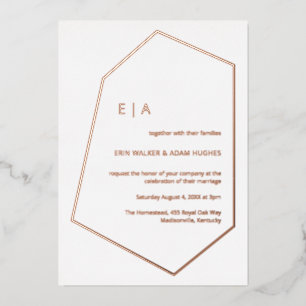 Invitation En Aluminium  Gem Mariage simple Géométrique Real Rose Gold 