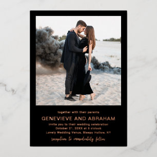 Invitation En Aluminium Genevieve Black Photo Mariage moderne