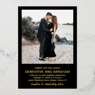 Invitation En Aluminium Genevieve Black Photo Mariage moderne