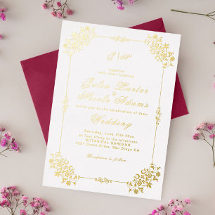 Invitation En Aluminium Géométrie Vintage Motif Classique Intriqué Mariage