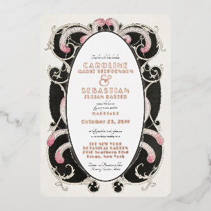 Invitation En Aluminium Glam Art Déco Gatsby Vintage Monogram Mariage Gold