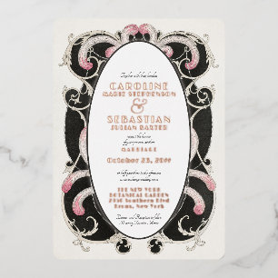 Invitation En Aluminium Glam Art Déco Gatsby Vintage Monogramme Mariage Or