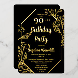 Invitation En Aluminium Glam Berries   Cadre Feuilles 90e Anniversaire 
