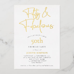 Invitation En Aluminium Glam FIfty Fabulous Script Real