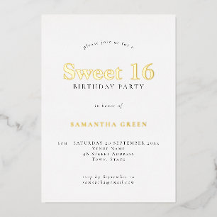 Invitation En Aluminium Glam Sweet 16 Anniversaire fête Real Foil