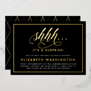 Invitation En Aluminium Gold & Black Surprise Anniversaire