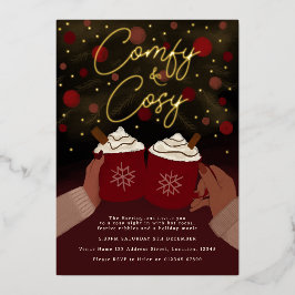 Invitation En Aluminium Gold Burgundy Cosy Hot Cocoa