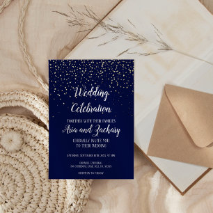 Invitation En Aluminium Gold Confetti Célébration des Mariages de la Marin