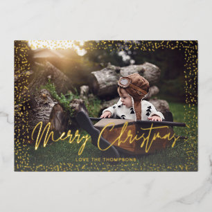 Invitation En Aluminium Gold Confetti Joyeux Noël Photo
