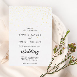 Invitation En Aluminium Gold Confetti Mariage informel Gold