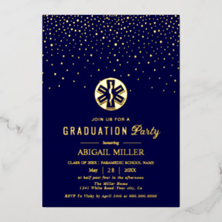 Invitation En Aluminium Gold confetti paramedic Class Of 2026 graduation
