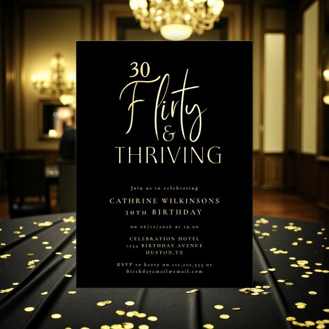 Invitation En Aluminium Gold Flirty prospère 30e anniversaire Foil Invitat (Créateur téléchargé)