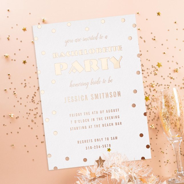 Invitation En Aluminium Gold Foil Confetti Bachelorette (Créateur téléchargé)