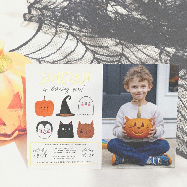 Invitation En Aluminium Gold Foil Halloween Amis Moderne Photo Anniversair (Créateur téléchargé)