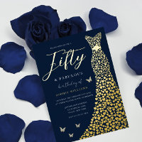 Gold Foil Heart Gown avec la Marine 50e fête d'ann