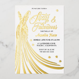 Invitation En Aluminium Gold Foil Luxury Gown 60e Anniversaire Fête Real