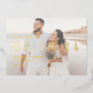 Invitation En Aluminium Gold Foil Mariage moderne unique Enregistrer notre