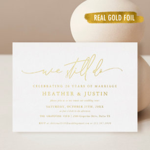 Invitation En Aluminium Gold Foil Nous Faisons Toujours Mariage Vow Renouv