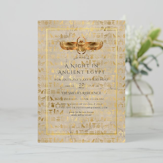 Invitation En Aluminium Gold Foil parti (Debout devant)