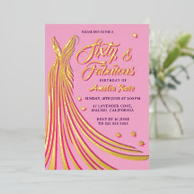 Gold Foil Pink Gown 60e fête d'anniversaire Real