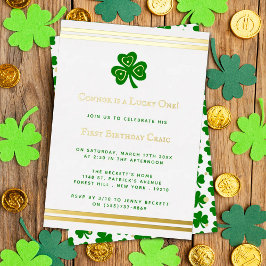 Invitation En Aluminium Gold Foil St. Patrick's Day 1er anniversaire