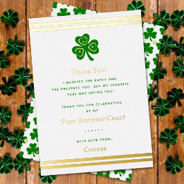 Invitation En Aluminium Gold Foil St. Patrick's Day 1er anniversaire