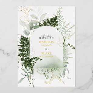 Invitation En Aluminium Gold Foil Wild Fern Mariage d'aquarelle