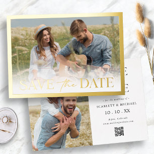 Invitation En Aluminium Gold Frame Enregistrer La Date