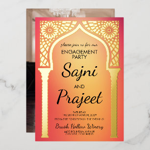 Invitation En Aluminium Gold Indian Engagement Party
